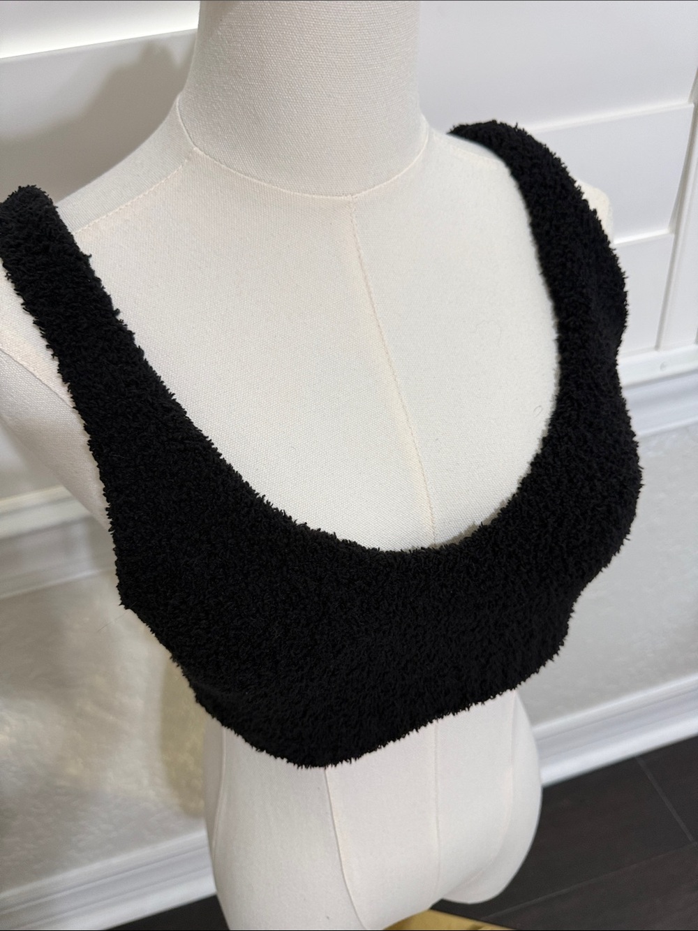 Fashion Nova Black Fuzzy Teddy Bralette